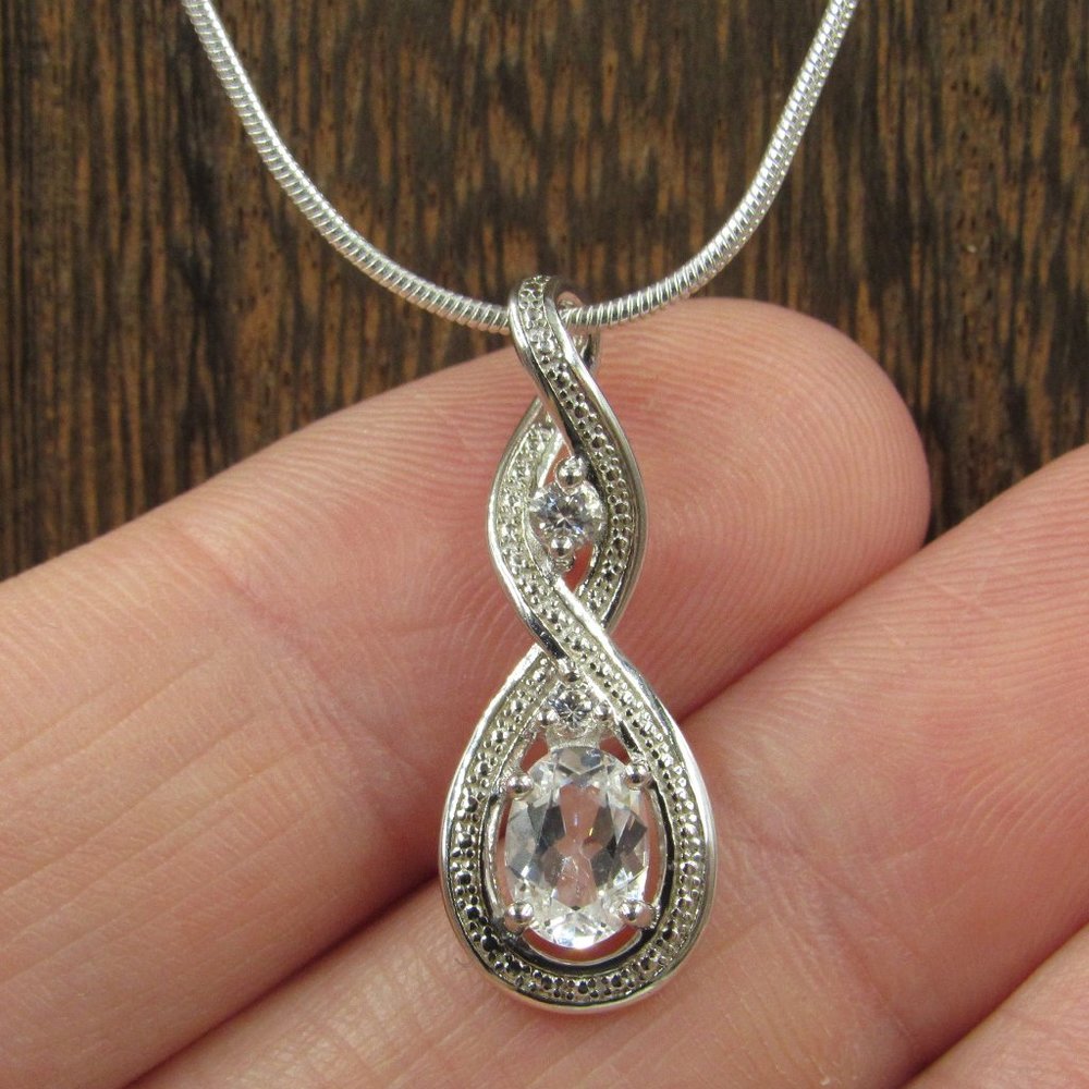 16" Sterling Silver Clear Sapphire Necklace